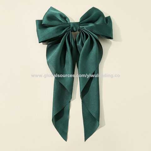 Girl Solid Color Oversized Bow Knot Hairgrips Bohemian Hair Bow Elegant  Satin Hair Clips Hair Accessories Ponytail Holder Ribbon