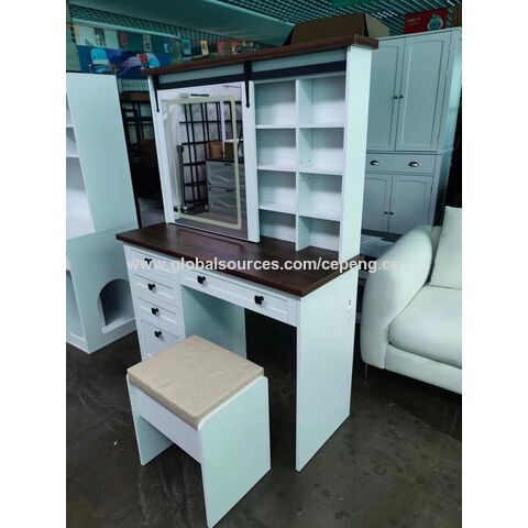White Makeup Vanity with 10 Light Bulbs, Modern Vanity Desk with Mirror &  Lighting,Vanity Table with 2 USB Ports,Makeup Desk with Storage Shelves and  Drawers 