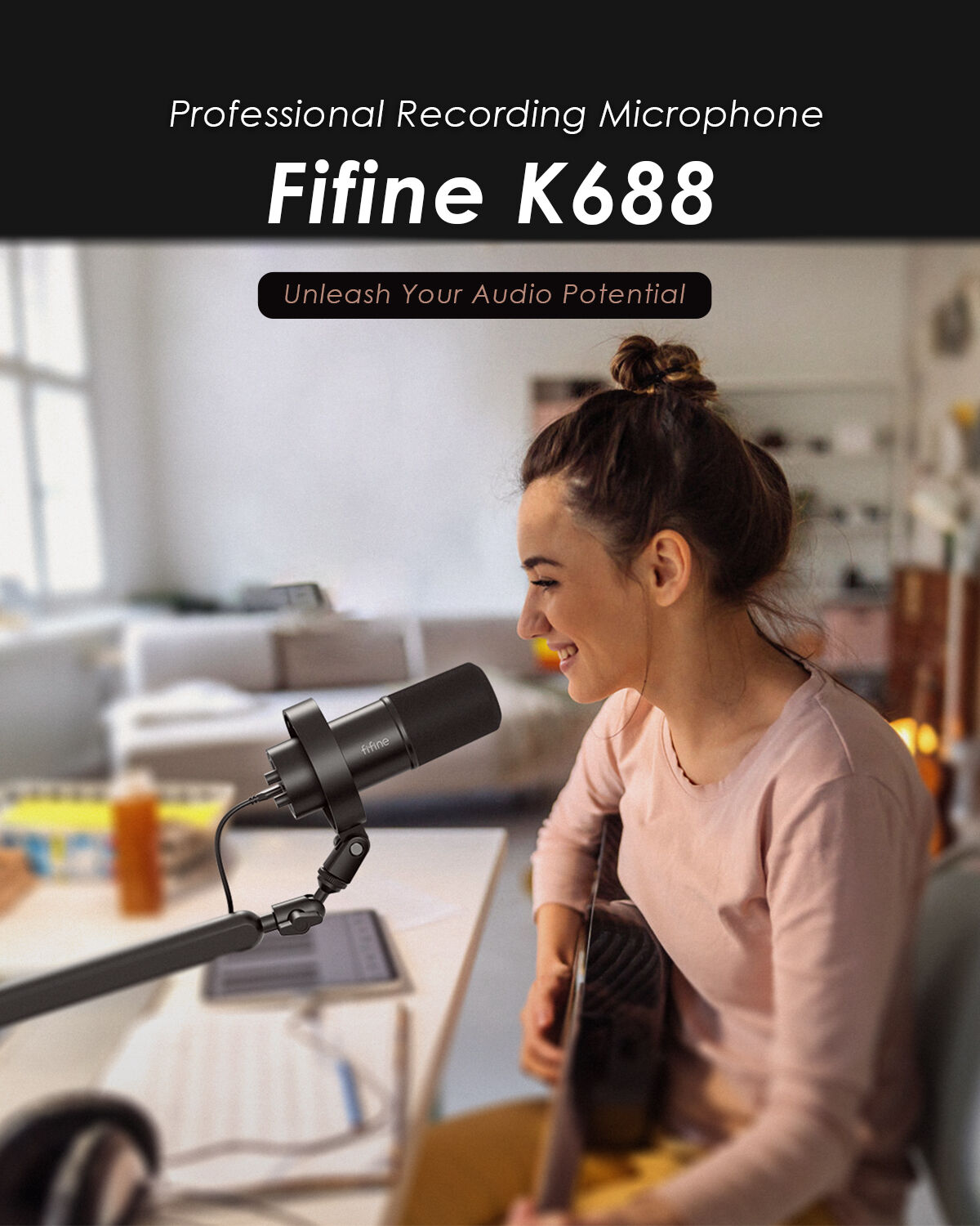 Micrófono Para Podcast Fifine K678 Cardiode/Usb/Condensador