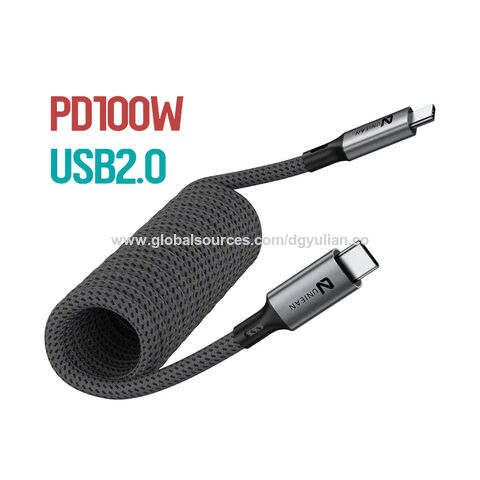 EINHEITS 2024 Neuestes trend iges einziehbares flexibles Spiral-Typ C USB-aufwickeltes Kabel mit Strom versorgung 100W Super-Schnell ladung