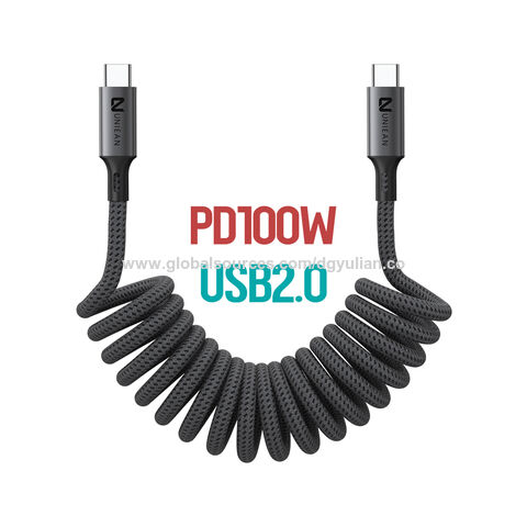 EINHEITS 2024 Neuestes trend iges einziehbares flexibles Spiral-Typ C USB-aufwickeltes Kabel mit Strom versorgung 100W Super-Schnell ladung