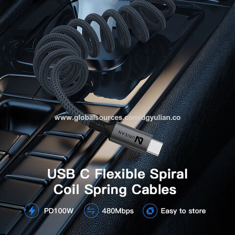EINHEITS 2024 Neuestes trend iges einziehbares flexibles Spiral-Typ C USB-aufwickeltes Kabel mit Strom versorgung 100W Super-Schnell ladung