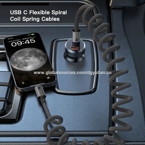 EINHEITS 2024 Neuestes trend iges einziehbares flexibles Spiral-Typ C USB-aufwickeltes Kabel mit Strom versorgung 100W Super-Schnell ladung