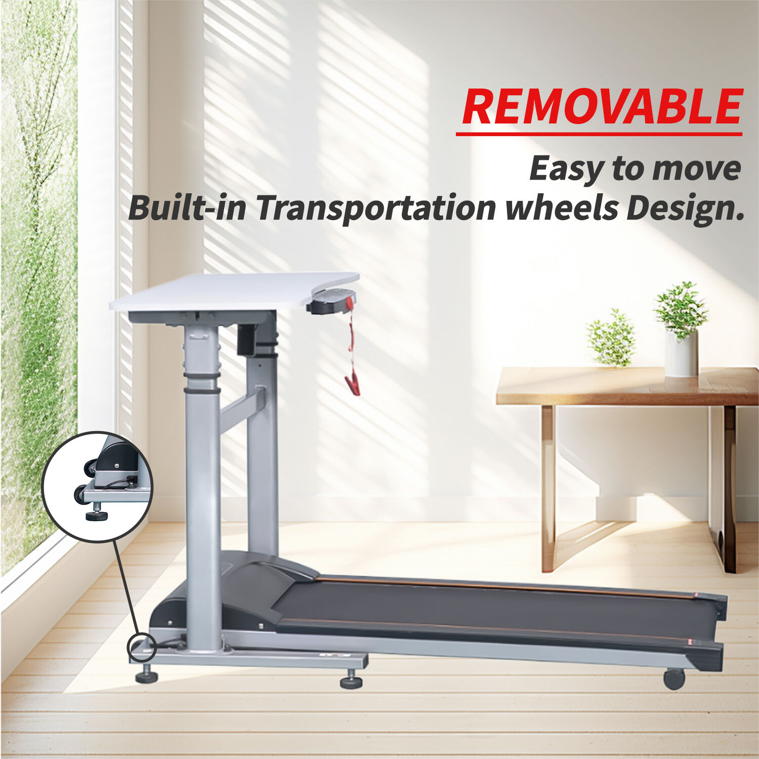 Space Saving Treadmill With Auto Incline And Adjustable Table 200   Space Saving Treadmill 