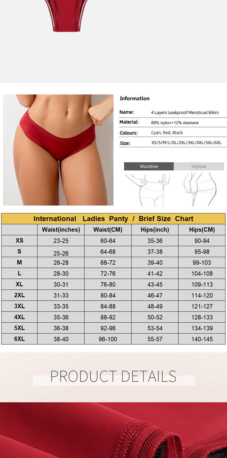 6-Pack Period-Proof Underwear - Low Rise Cotton Bikini Knickers, Leak Protection