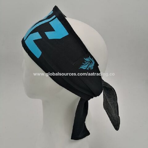 Bandeaux de sport pour hommes de couleur bleue avec logo personnalisé, tissu confortable, bandeau de tête cool pour hommes