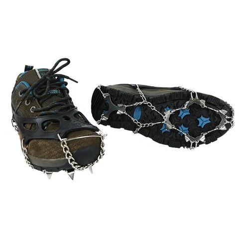 Crampons de chaussures avec 19 dents Chaînes en acier inoxydable Crampons  de neige antidérapants Crampons de glace Trekking portable Randonnée  Camping