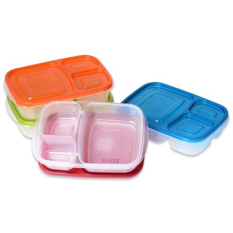 Reusable 3-compartment Plastic Divided Food Storage Container