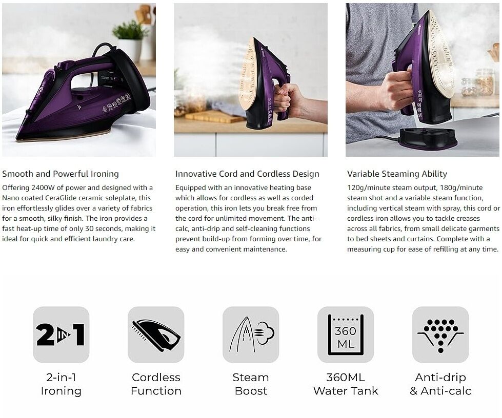 Buy Wholesale China 2400w 2 In 1 Cordless Steam Iron With Turbo