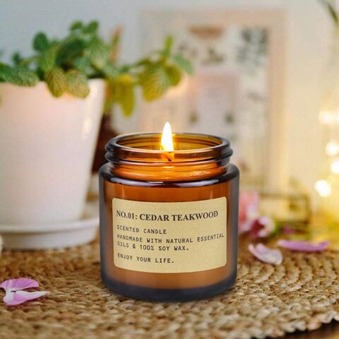 Buy Wholesale China Luxury Bespoke Aromatherapy Essential Oil Soy Wax Candle  In Amber Glass Jar & Candle Jar at USD 0.35