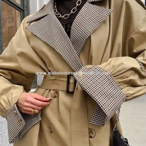 Trench Coat Femme Mi-long - Coupe-vent Classique - Double Boutonnage - Col Rabattu