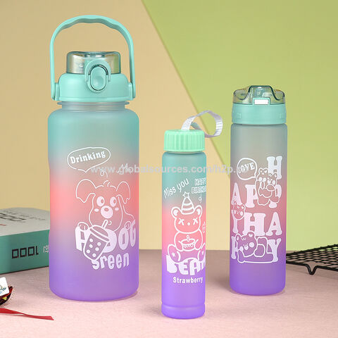 Beliebte Sportflaschen aus Kunststoff mit Strohhalm, Farbwechsel-Trinkbecher 300ML/ 700ML/ 2L Wiederverwendbare Plastikbecher
