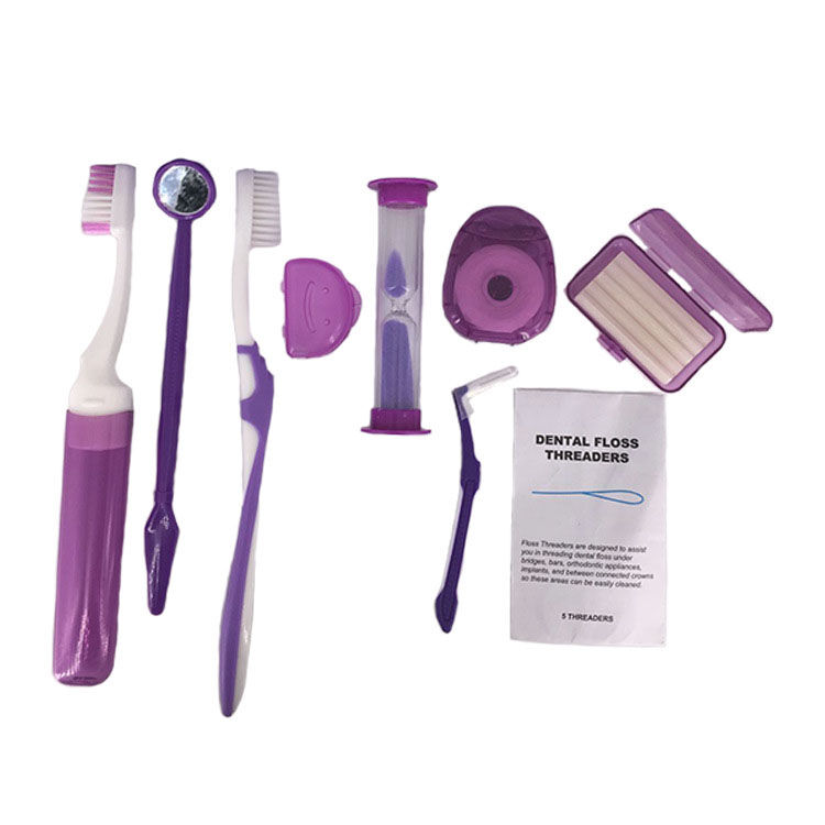 Orthodontic Oral Care Kit Teeth Cleaning Set with Toothbrush, Dental Floss Promotional Branding Available Deep cleaning