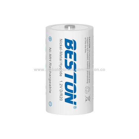 BESTON 2 Stück Großhandel 1.2V 5000mAh D Größe Ni-MH Akku für Taschenlampe Radio unterstützt Anpassung 1200 Zyklen