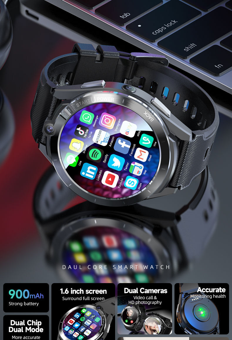 2022 4g phone smartwatch 6GB+128GB 1.6 big round circle watch face ce rohs  men
