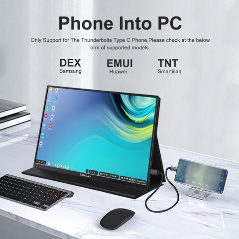 Monitor portátil FHD HDR 1200P 16 pulgadas Monitor portátil USB c HD Pantalla externa IPS Cuidado de los ojos Pantalla portátil para portátil Negro