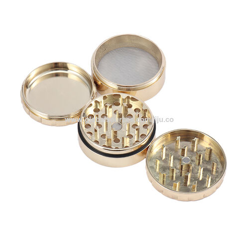 3 Inch Herb Grinder Gold Large Grinder Zinc Alloy 4 Pieces Spice Grinder  with Mesh Screen