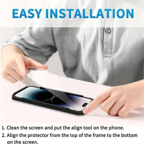 Compre Para Iphone 15 Más la Pantalla de Vidrio Templado Protector  Electroplated Silk Impresión Cubierta Completa Película de Pegamento  Completo en China