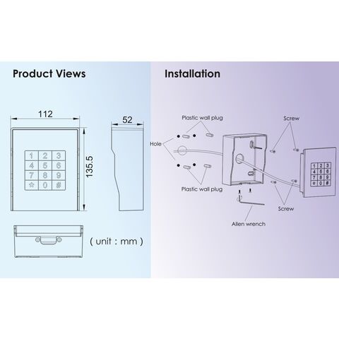 Sistema de entrada de la puerta del teclado de acceso del código del IP 65 con el contraluz azul, sistema independiente del control de acceso del tacto gris para la cerradura de puerta casera