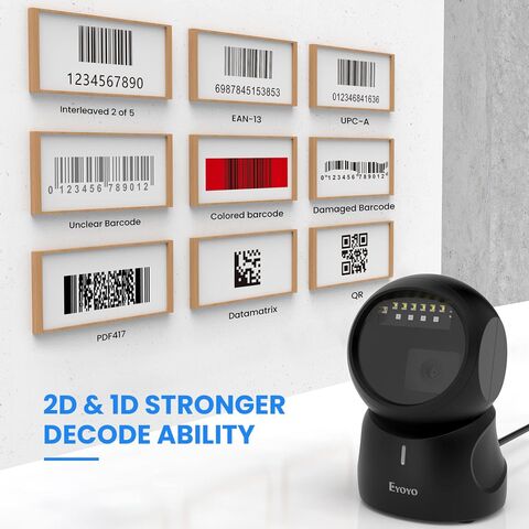 Eyoyo EY-011 Wireless 2D QR Barcode Scanner with Adjustable Stand