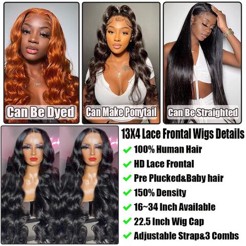 26 Inch Body Wave Lace Front Wigs Human Hair Pre Plucked 180% Density 13X4  HD Lace Front Wigs for Women Glueless Wigs Black Unprocessed Brazilian  Virgin Human Hair with Baby Hair Bleached Knots