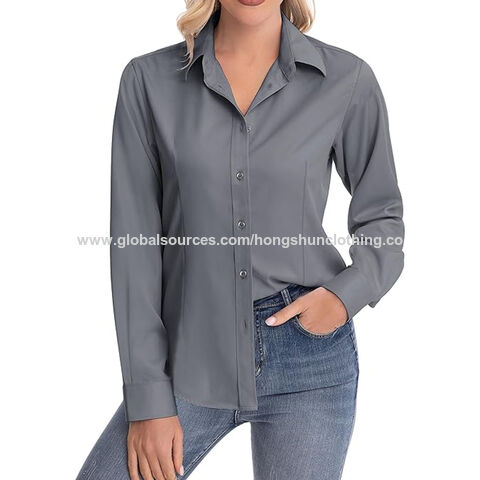 Blusas de manga comprida com gola em o para mulher Blusas Mujer de Moda  2023 Partes de cima casuais da camisola branca de blusa chiffon para mulher  Blusa - China Blusa e