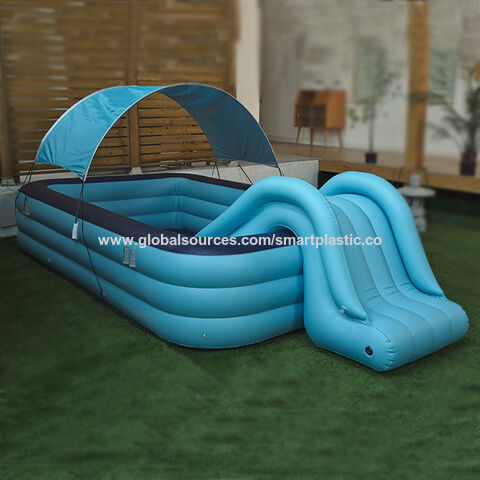 Compre Piscina Inflable Con Sombrilla Y Tobogán, Piscina Familiar