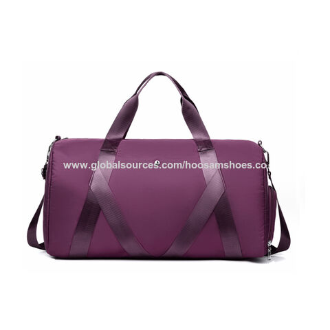Nova bolsa de ginástica e esportes de designer, impermeável, em nylon rosa, grande capacidade, bolsa de viagem esportiva com compartimento para roupas secas e molhadas