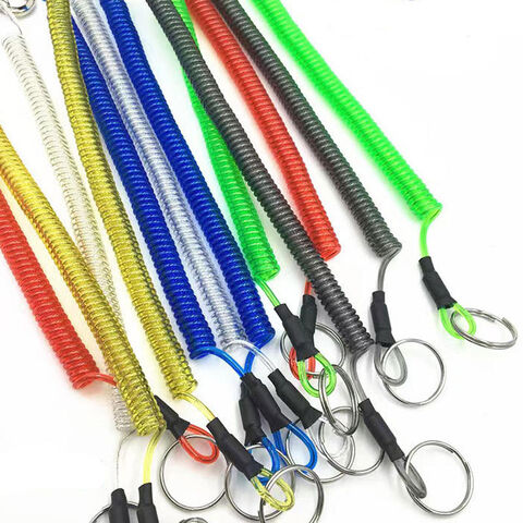 12 Pieces Fishing Lanyard Spring Coil Keychain Cord Retractable