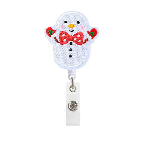 Venta de fábrica Insignia de Navidad de Papá Noel Enfermera Maestro de Escuela Insignia de Fieltro de Animales de Dibujos Animados Bordada con Carrete Retráctil