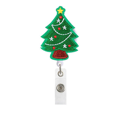 Venta de fábrica Insignia de Navidad de Papá Noel Enfermera Maestro de Escuela Insignia de Fieltro de Animales de Dibujos Animados Bordada con Carrete Retráctil