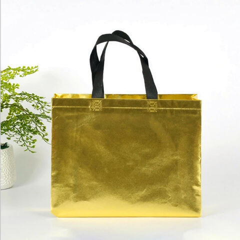 Saco de compras reutilizável não tecido personalizado brilhante, sacola de compras com alça, saco de presente, sacolas de presente promocionais elegantes