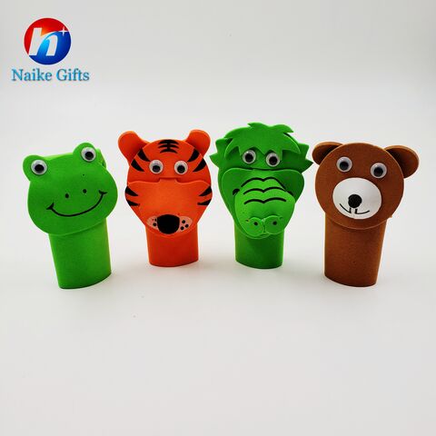 Títeres de dedo personalizados para cuentacuentos - Títeres de tela de terciopelo - 4 títeres de animales, familia de animales del zoológico