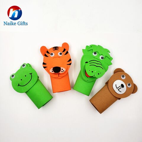 Títeres de dedo personalizados para cuentacuentos - Títeres de tela de terciopelo - 4 títeres de animales, familia de animales del zoológico