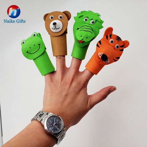 Títeres de dedo personalizados para cuentacuentos - Títeres de tela de terciopelo - 4 títeres de animales, familia de animales del zoológico
