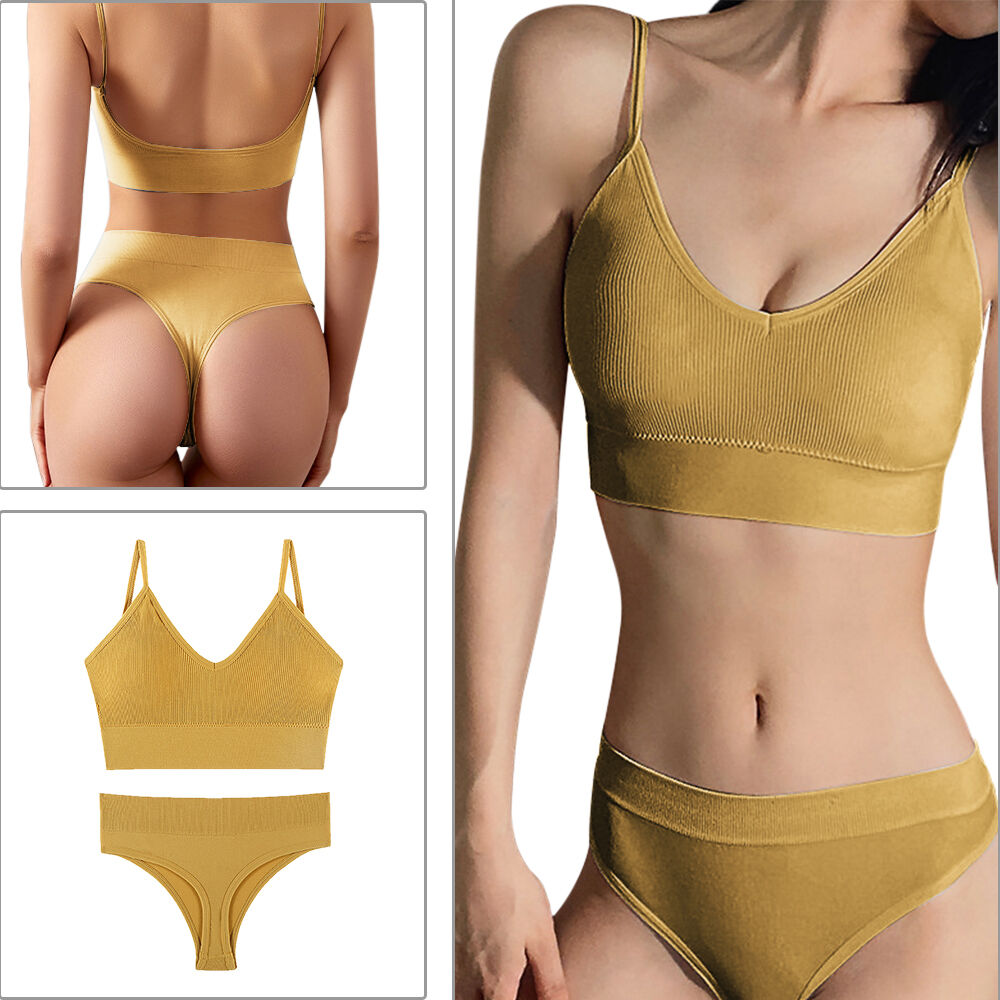Buy Wholesale China Sexy No Rims Sports Bra Set Seamless Thin Straps