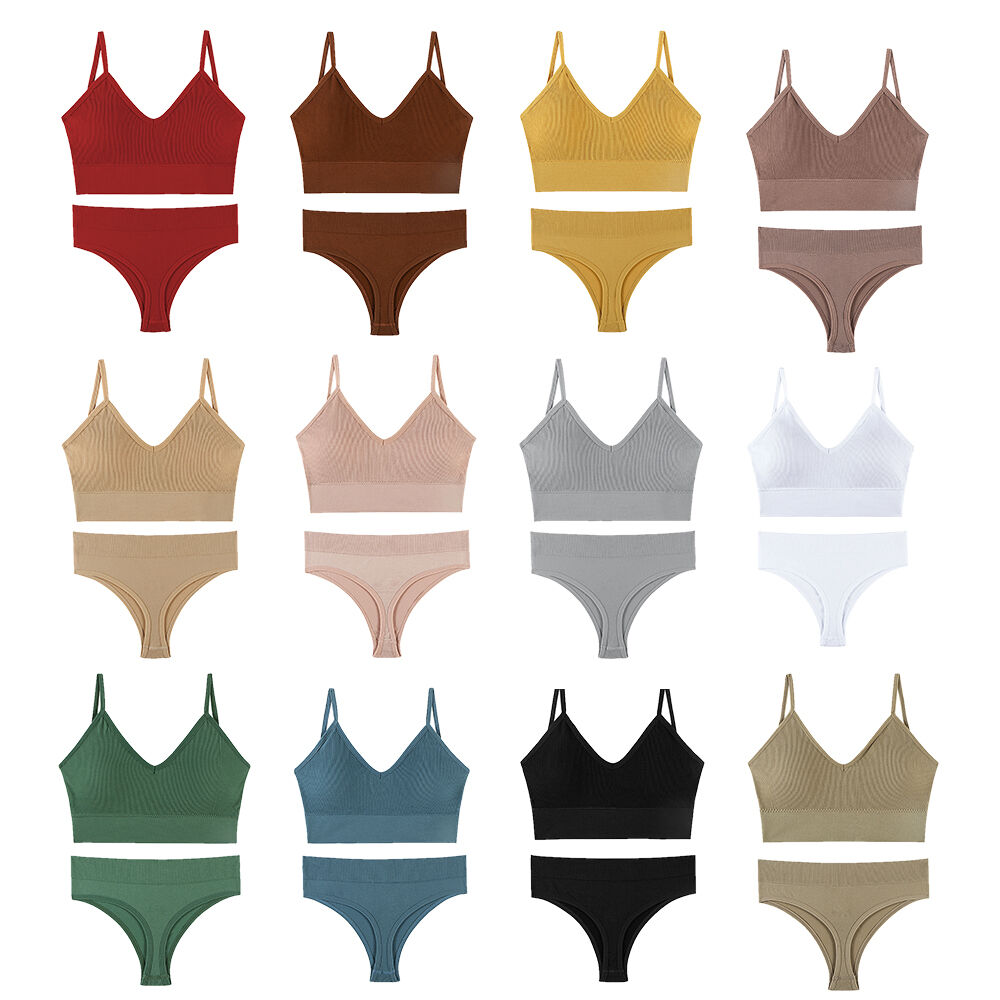 Buy Wholesale China Sexy No Rims Sports Bra Set Seamless Thin Straps