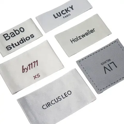 Etiquetas Tejidas de Alta Densidad con Logo Personalizado para Ropa - Etiquetas de Dobladillo para Camisetas