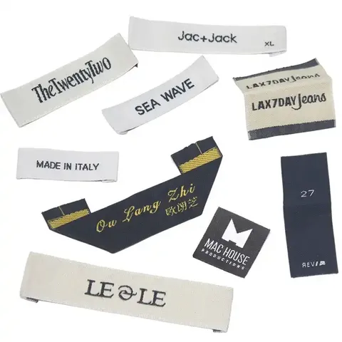 Etiquetas Tejidas de Alta Densidad con Logo Personalizado para Ropa - Etiquetas de Dobladillo para Camisetas