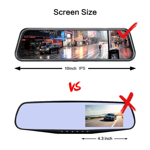  Dash Cam, 10 coche Dvr espejo Dash cámara FHD 1080P grabadora  de vídeo cámara de coche Stream espejo retrovisor con cámara trasera :  Electrónica