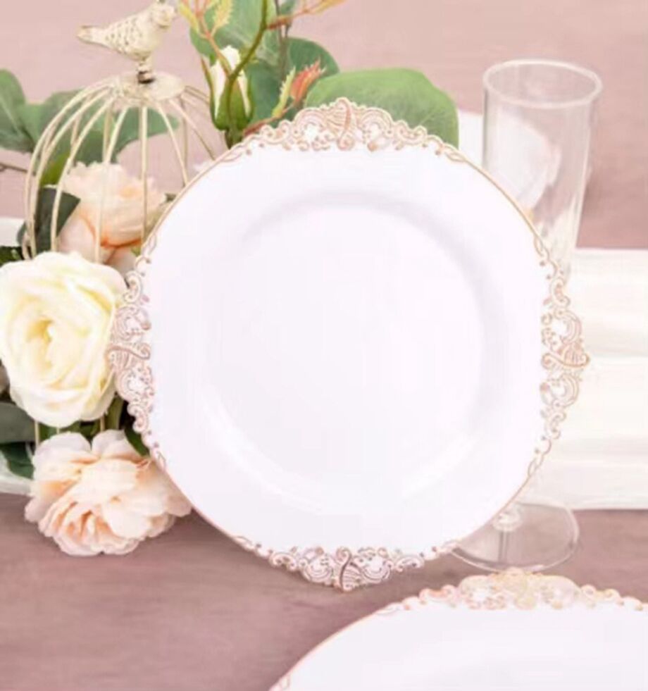 Disposable Luxury Wedding Plastic Disposable Plates With Gold Rim