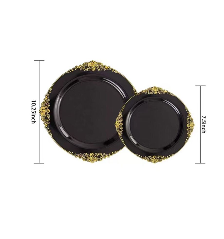 Disposable Luxury Wedding Plastic Disposable Plates With Gold Rim