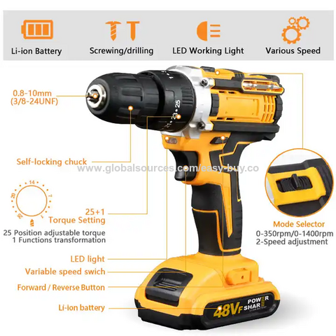 Perceuse Visseuse sans Fil 21V avec 2 Batteries et Mandrin Auto-serrant 3/8" - Kit de Perçage Professionnel