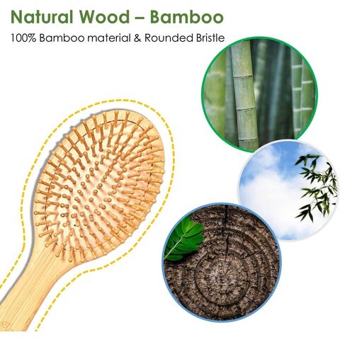 Escova de cabelo de bambu ecológica personalizada da fábrica, pente de cabelo com logotipo personalizado, escova de cabelo desembaraçadora de madeira