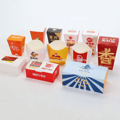 Cajas de papel para alimentos, cajas de cartón personalizadas para pollo frito, cajas desechables para llevar comida rápida caliente, embalaje para pollo frito con manos