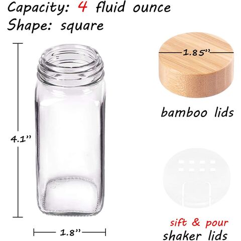 Frascos de especiarias de vidro de 12 peças com etiquetas de especiarias  vazio quadrado frascos de