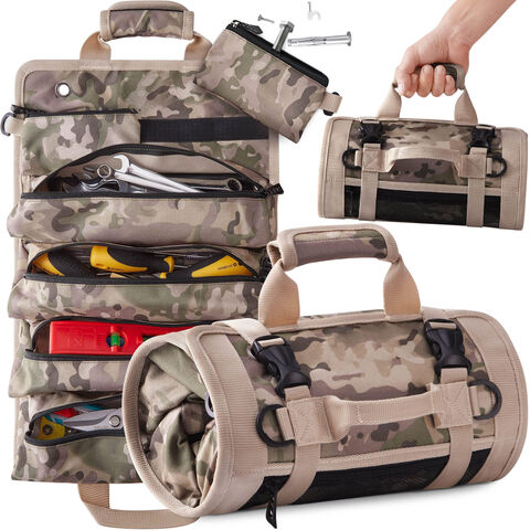 Bolsa de herramientas grande de alta resistencia para electricistas, técnicos y trabajos pesados, con boca ancha y cremallera, fabricada en poliéster, tipo tote con herramientas