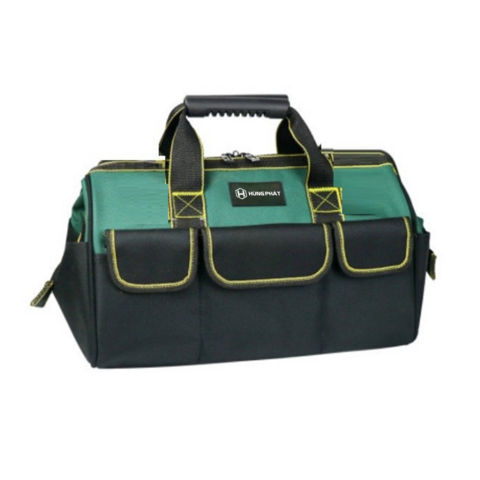 Bolsa de herramientas grande de alta resistencia para electricistas, técnicos y trabajos pesados, con boca ancha y cremallera, fabricada en poliéster, tipo tote con herramientas