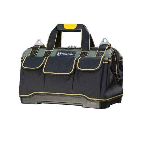 Bolsa de herramientas grande de alta resistencia para electricistas, técnicos y trabajos pesados, con boca ancha y cremallera, fabricada en poliéster, tipo tote con herramientas