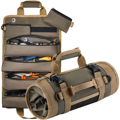 Bolsa de herramientas grande de alta resistencia para electricistas, técnicos y trabajos pesados, con boca ancha y cremallera, fabricada en poliéster, tipo tote con herramientas